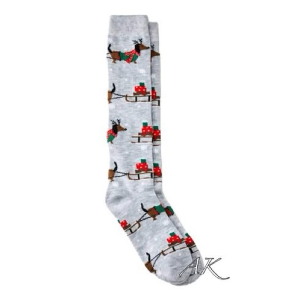Dachshund Sleigh Knee High Socks 🐾 Doxie Wiener